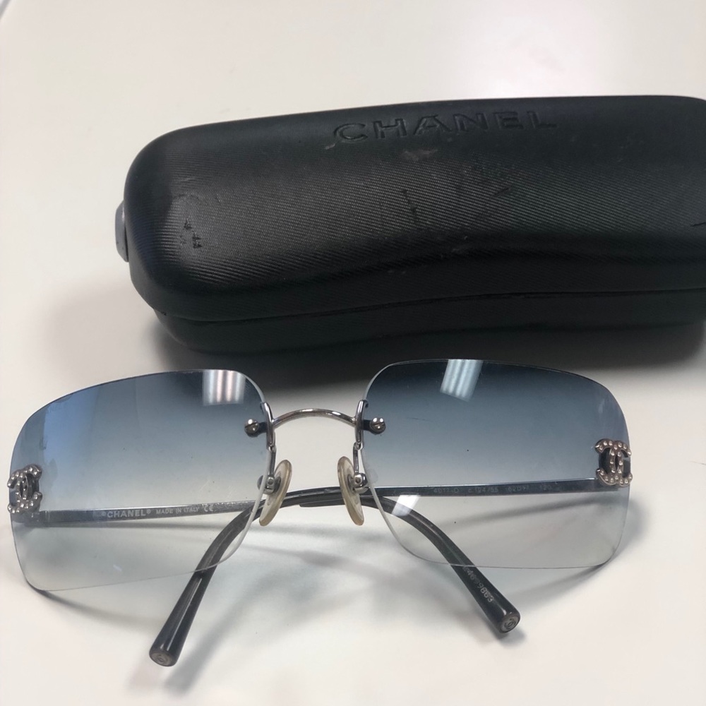 Chanel Sunglasses blue Lens Chanel Rhinestone